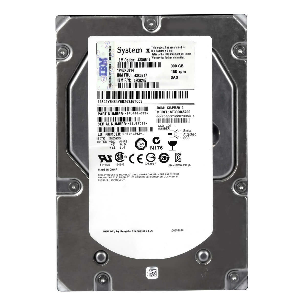 Ibm 43X0817 42C0247 300GB 15K 64MB SAS-2 3.5" Hdd pevný disk ST3300657SS