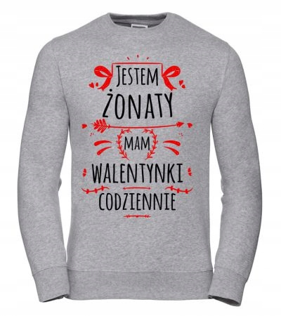 Pánská Mikina Jsem ženatý, mám Valentýna každý den M Šedá Dárek pro chlapce
