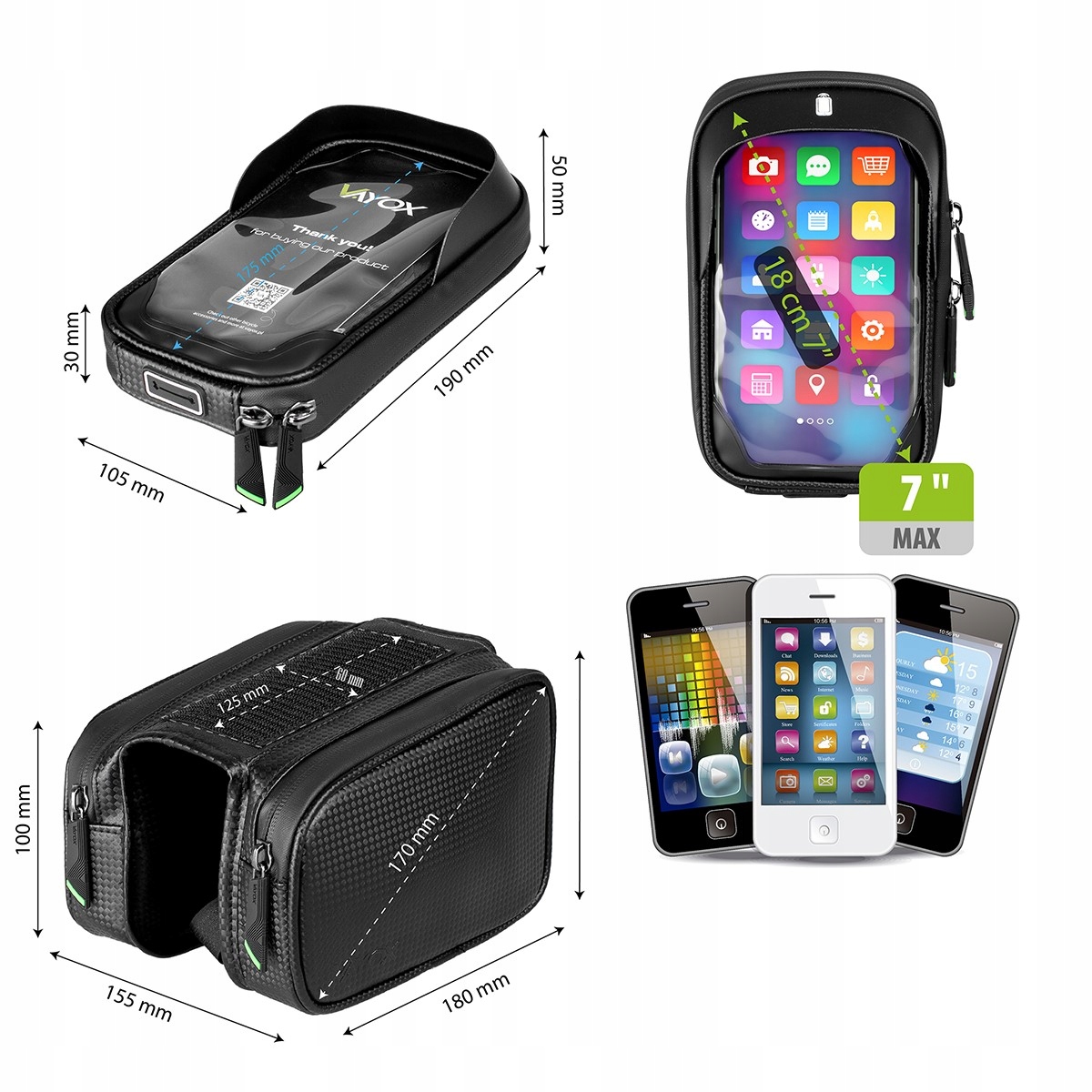 SAKWA ROWEROWA NA ROWER ETUI NA TELEFON TORBA NA RAMĘ WODOODPORNA Kod producenta VA0168