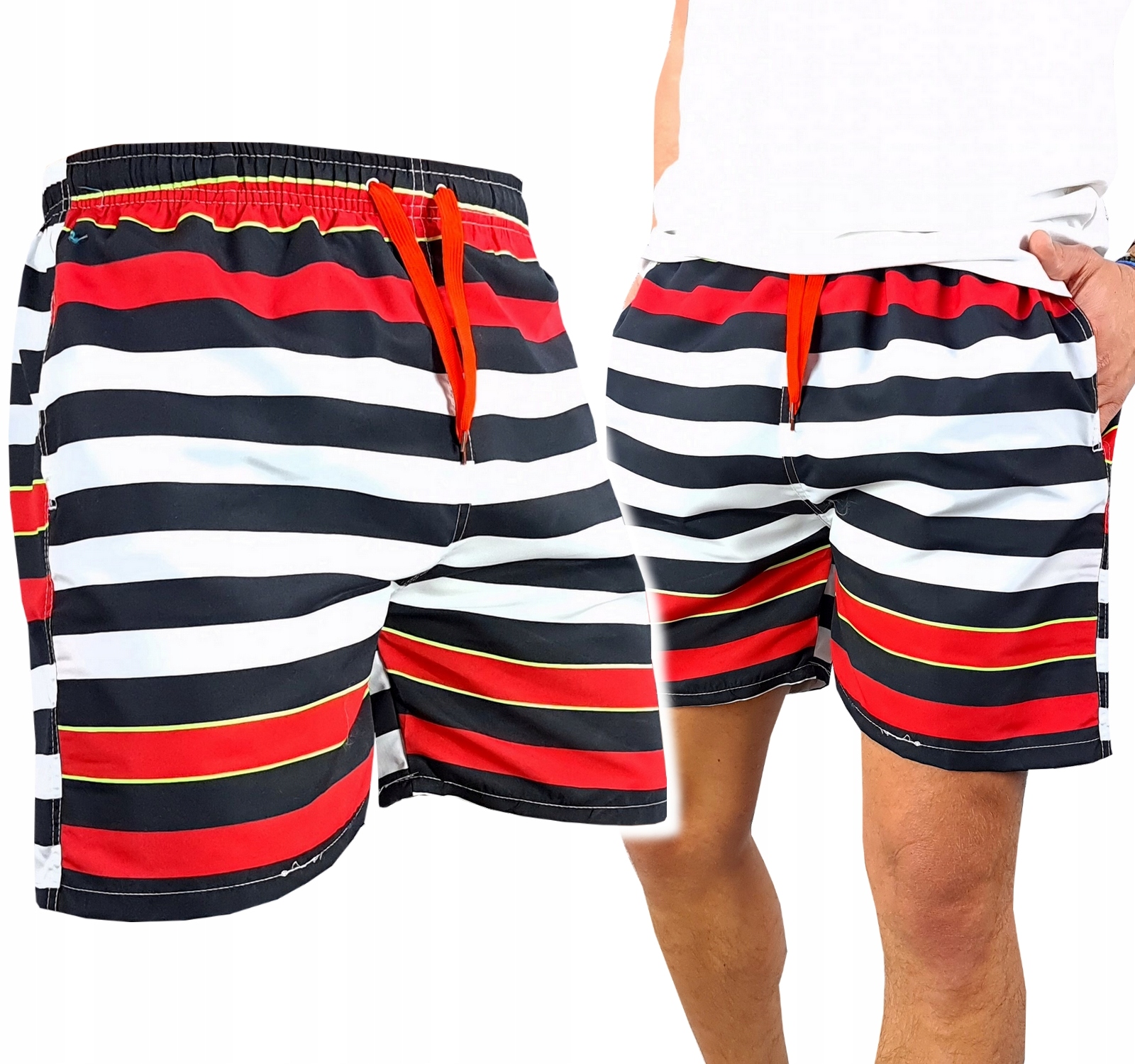 KĄPIELÓWKI MĘSKIE Krótkie SPODENKI szorty JACHT, L