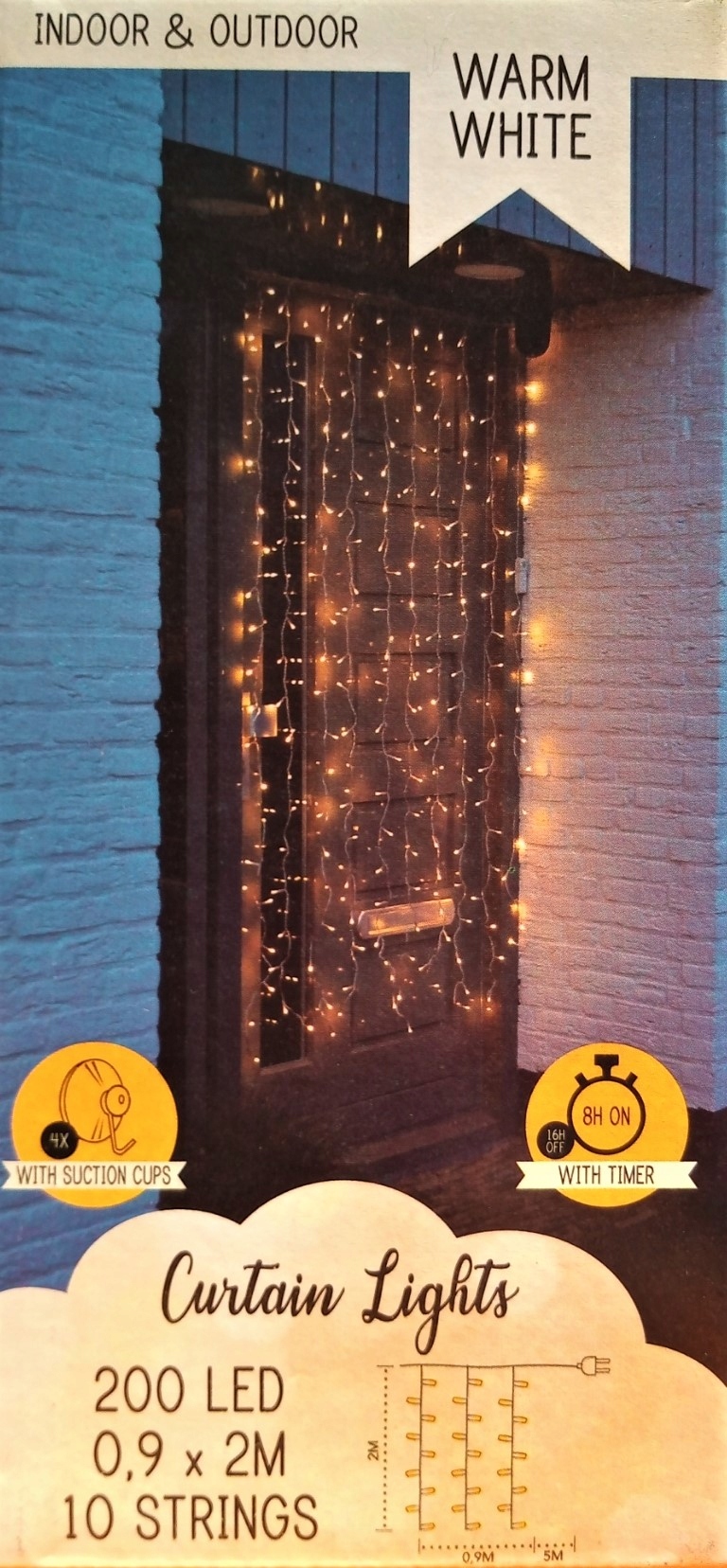 

Kurtyna Świetlna Na Drzwi 200 Led 0,9 X 2M