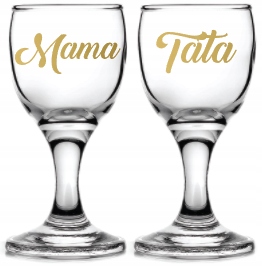 OSZUKANE KIELISZKI do wódki 15ml stopce ślub wesele MAMA TATA dla rodziców
