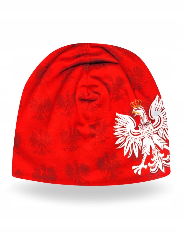 Czapka sportowa Ocieplana polar czerwona Polska z orzełkiem Poland Bieganie