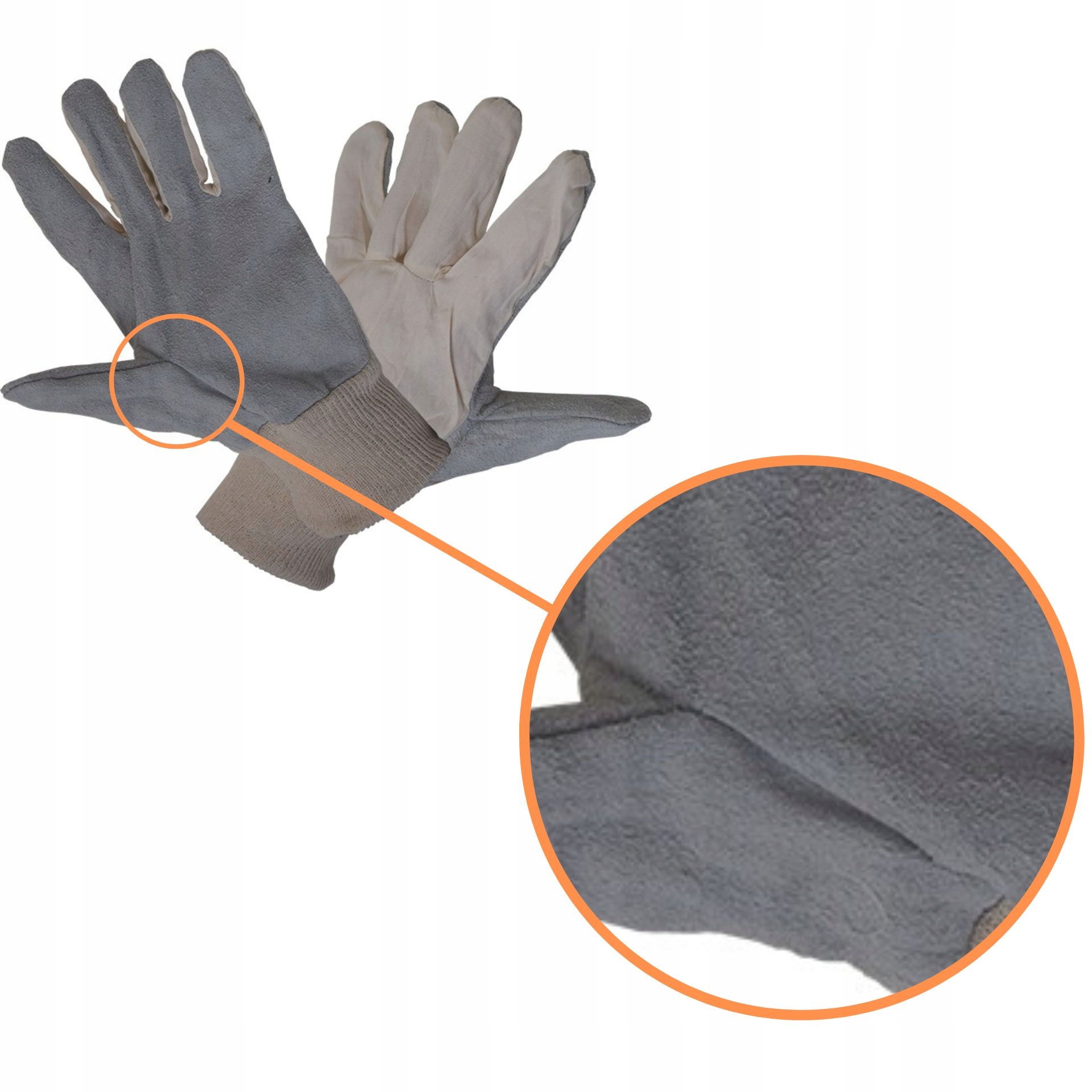 Rękawice robocze SKÓRZANE DWOINA MIĘKKIE x5 Materiał dominujący skórzano-tkaninowe