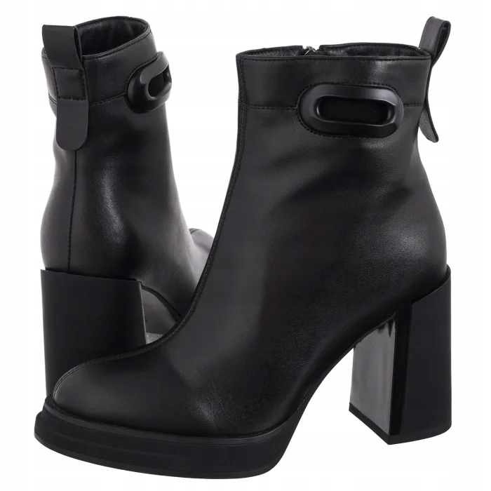 Boty Kotníkové Boty na Podpatku Kožené Dámské Filippo DBT6546/24 Black Černé