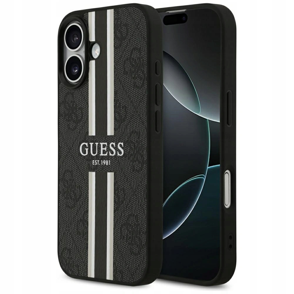 Pouzdro Guess 4G Printed Stripes MagSafe pro Apple iPhone 17, černé