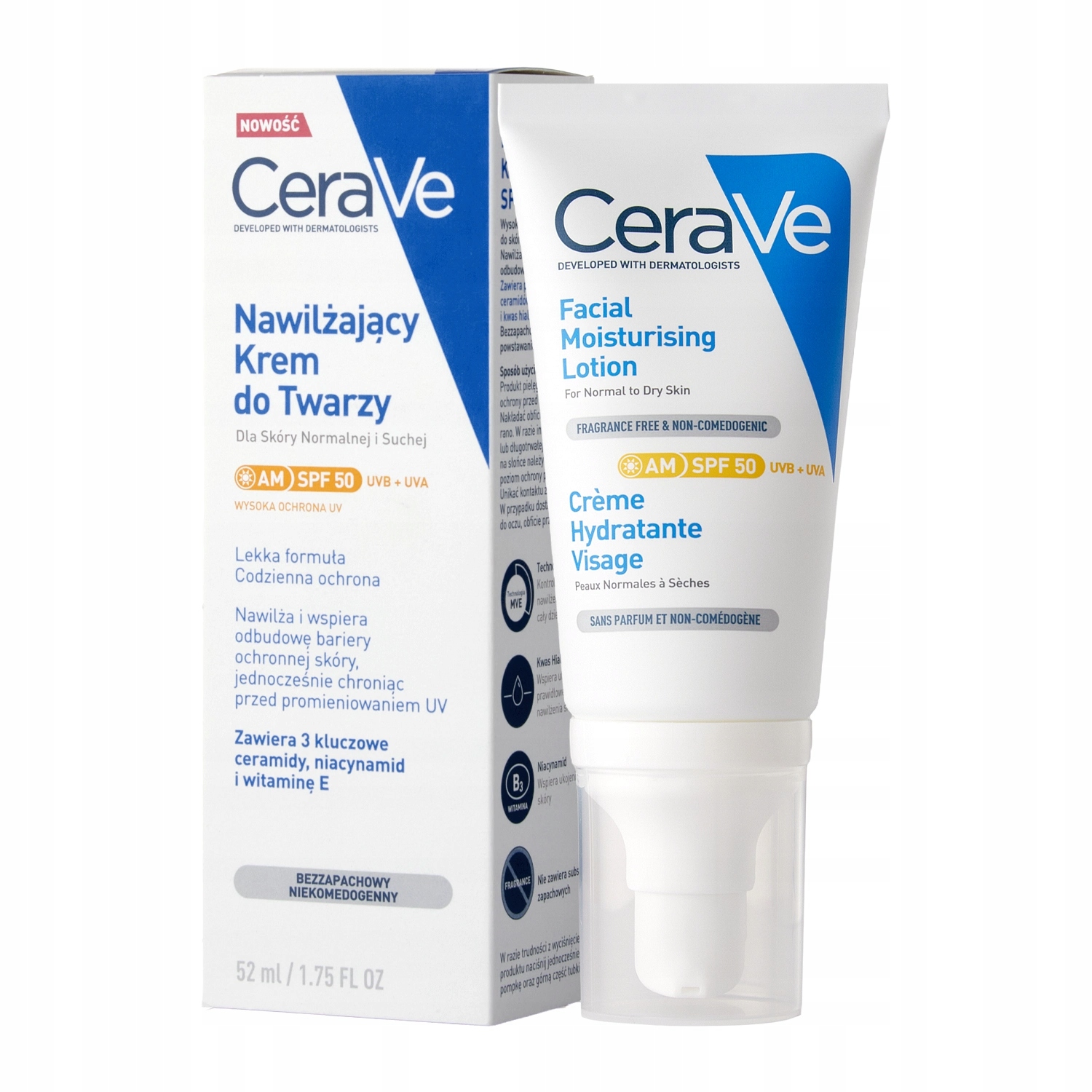 

Cerave Nawilżający krem do twarzy SPF50 52ml