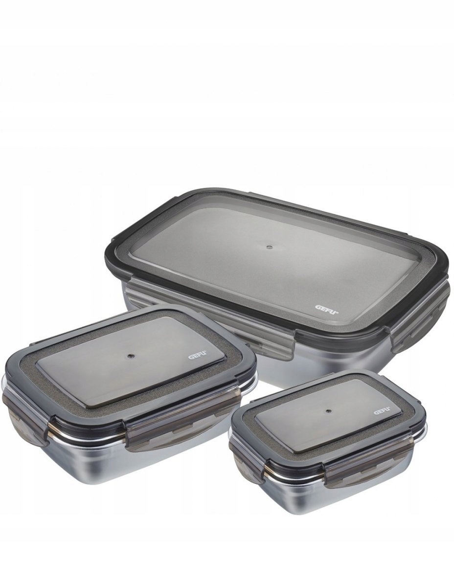Sada 3 Oceľových Nádob Gefu Preppo Na Uchovávanie Potravín, Vzduchotesné, Vhodné Do Mrazničky