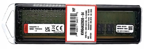 Pamäť Ram 1x 64GB Kingston ValueRAM DDR5 2Rx8 6400MHz PC5-51200 Udimm