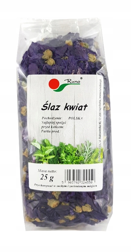 

Ślaz kwiat 25g Runo Łagodzi Kaszel Osłania Gardło