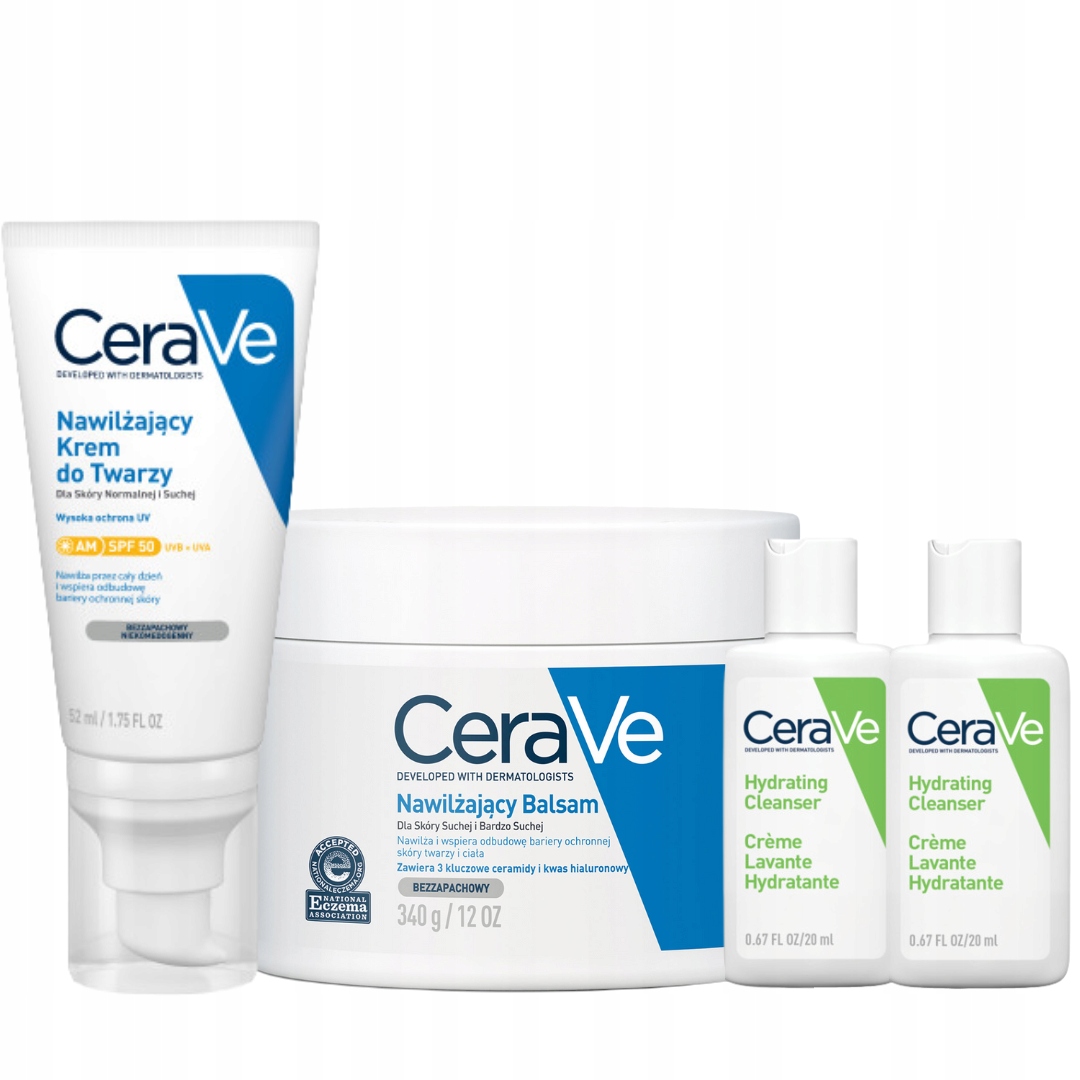 CeraVe Zestaw Nawilżający Krem do Twarzy Spf 50 52ml Balsam Skóra Sucha 340