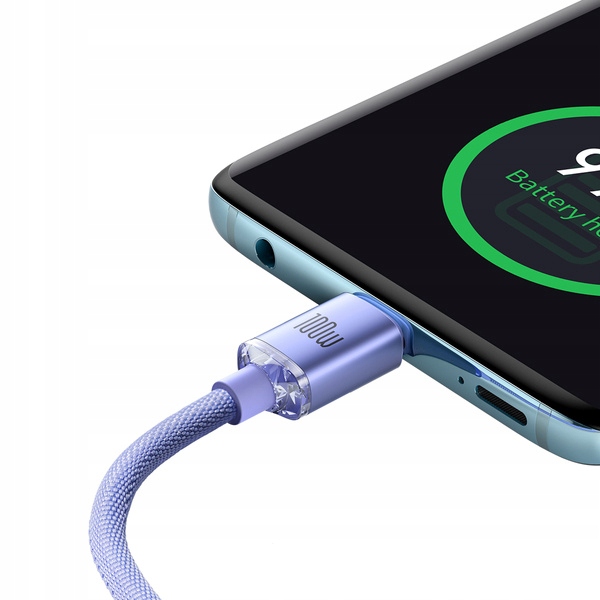 BASEUS MOCNY KABEL USB-C SZYBKIE ŁADOWANIE TYPE-C PD 100W QC 3.0 5A 1.2M Konstrukcja oplot