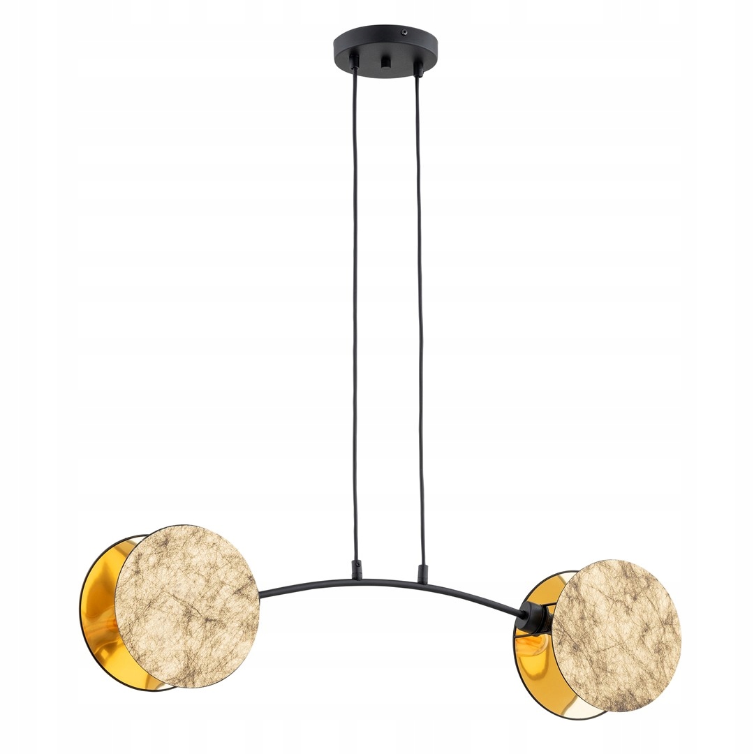 Černá závěsná lampa se zlatými stínítky Emibig Motif 2 x E27