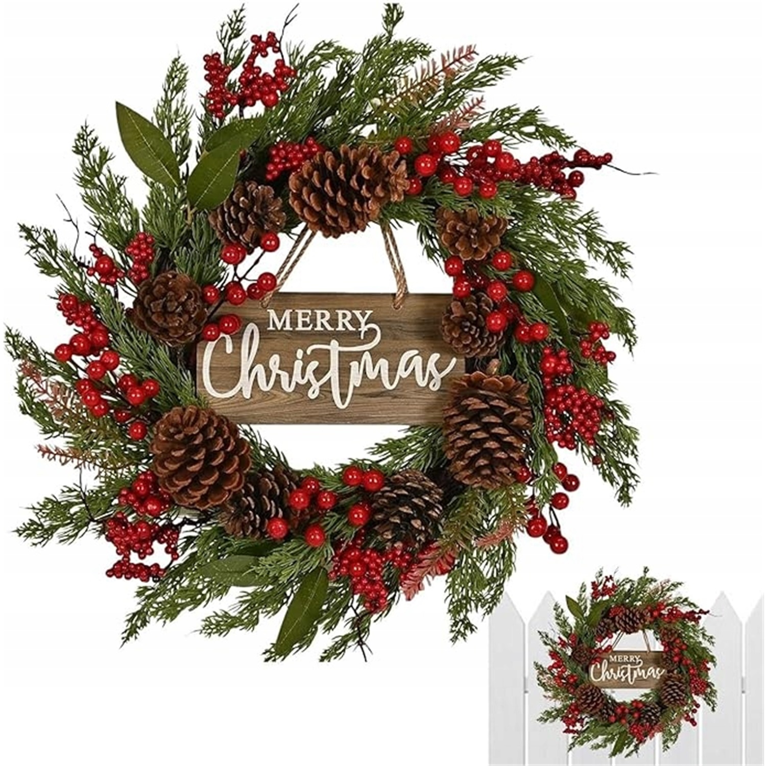 Vánoční Věnec 50 CM S Přírodními Dekoracemi Na Dveře