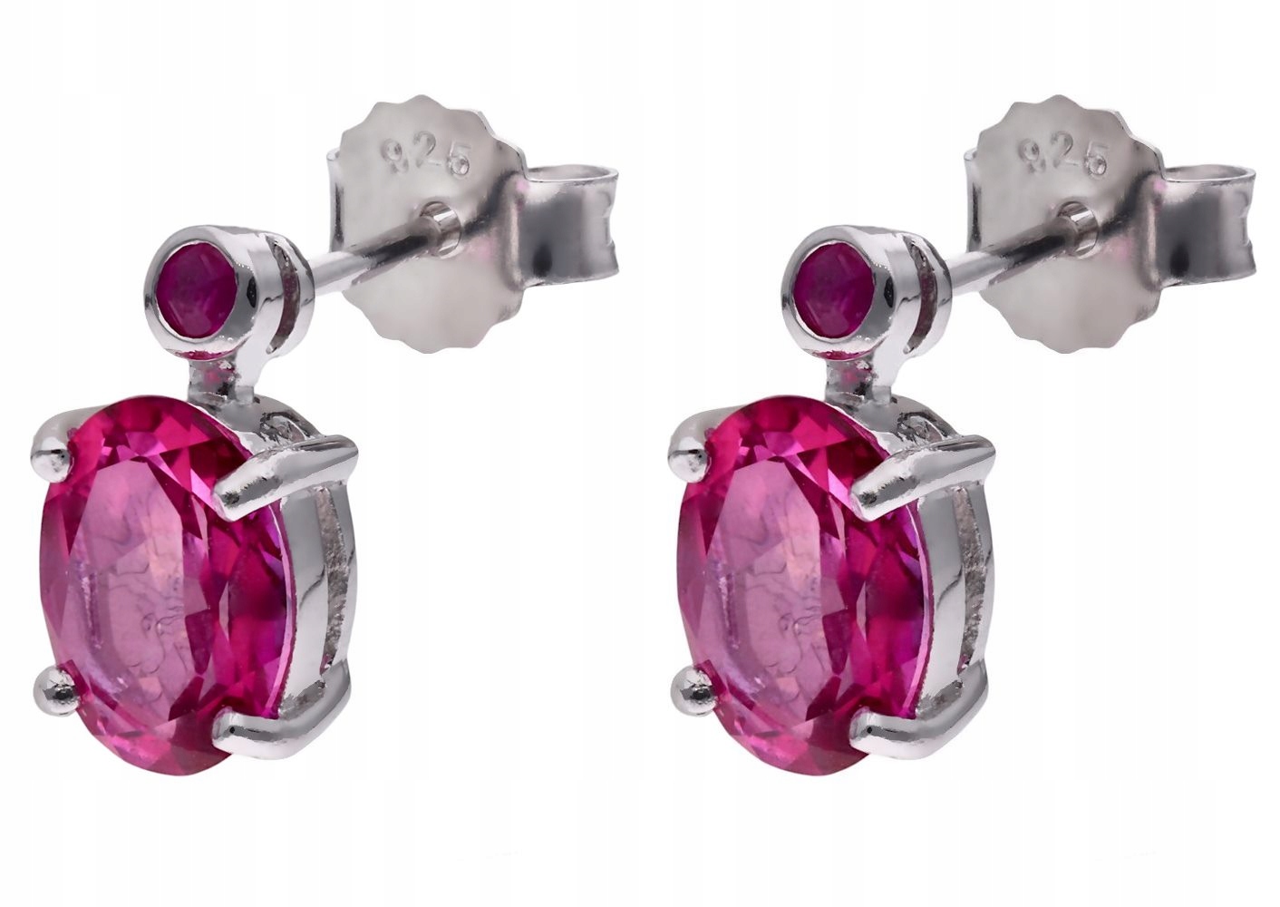 Stříbrné náušnice Ag 925 růžový Topaz a Rubín 3338-E-PTRU