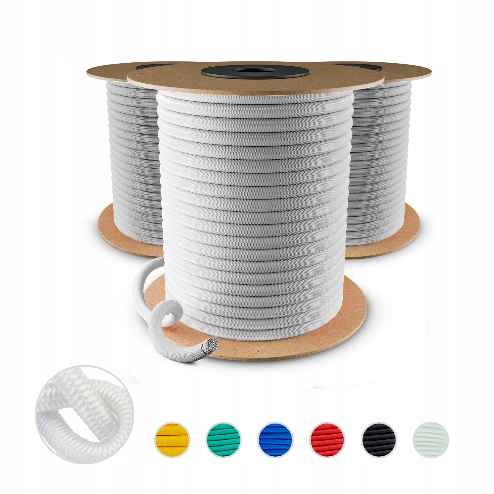 Lina Elastyczna gumowa Linka Mocująca Guma Plandek Ekspandor 8mm 50m Biała