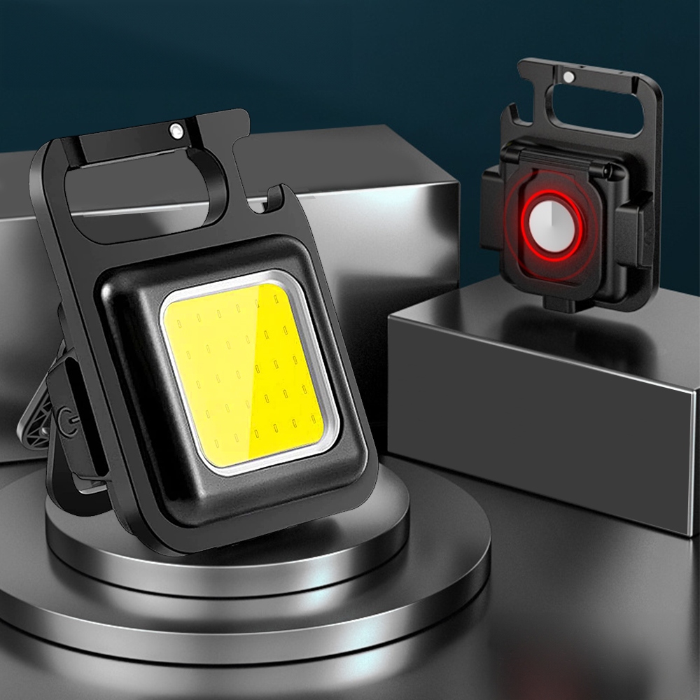 MOCNA MINI LATARKA LED KIESZONKOWA + BRELOK MAGNES Model UCHWYT | WODOODPORNA USB NÓŻKA DO KLUCZY REFLEKTOR