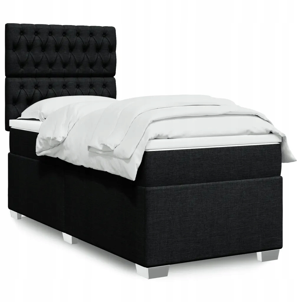 Box spring postel s matrací černá 90x200 cm textil Černý 3290380