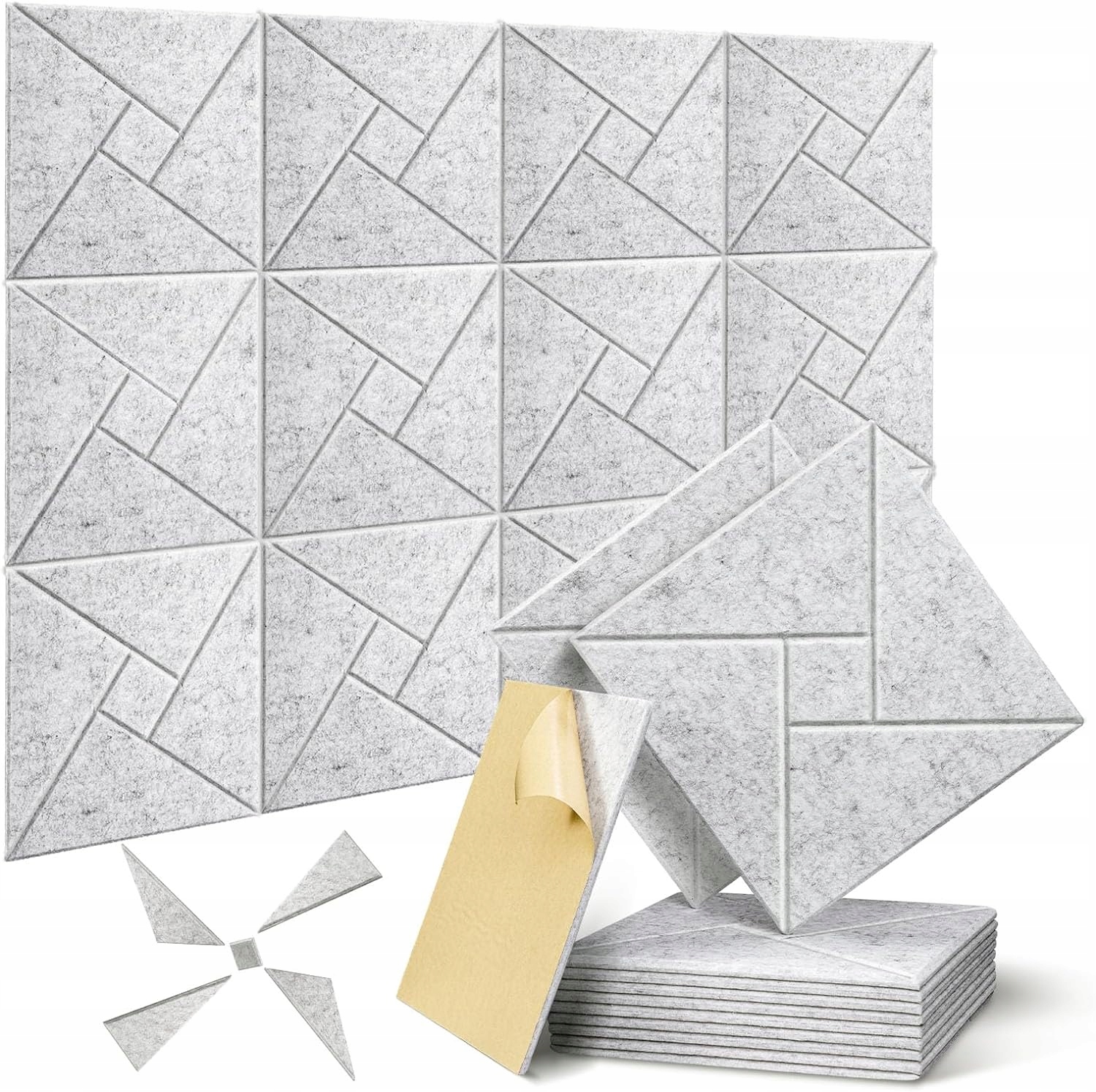 Panele Akustyczne Szare We 30X30X1 12 Sztuk Samoprzylepne Premium