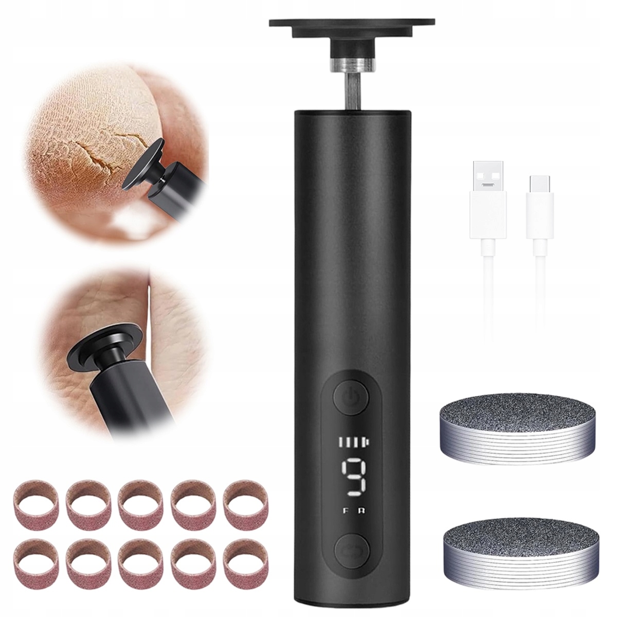 9 úrovní rychlosti Elektrický Pilník Na Nohy s 1200mah Usb displejem