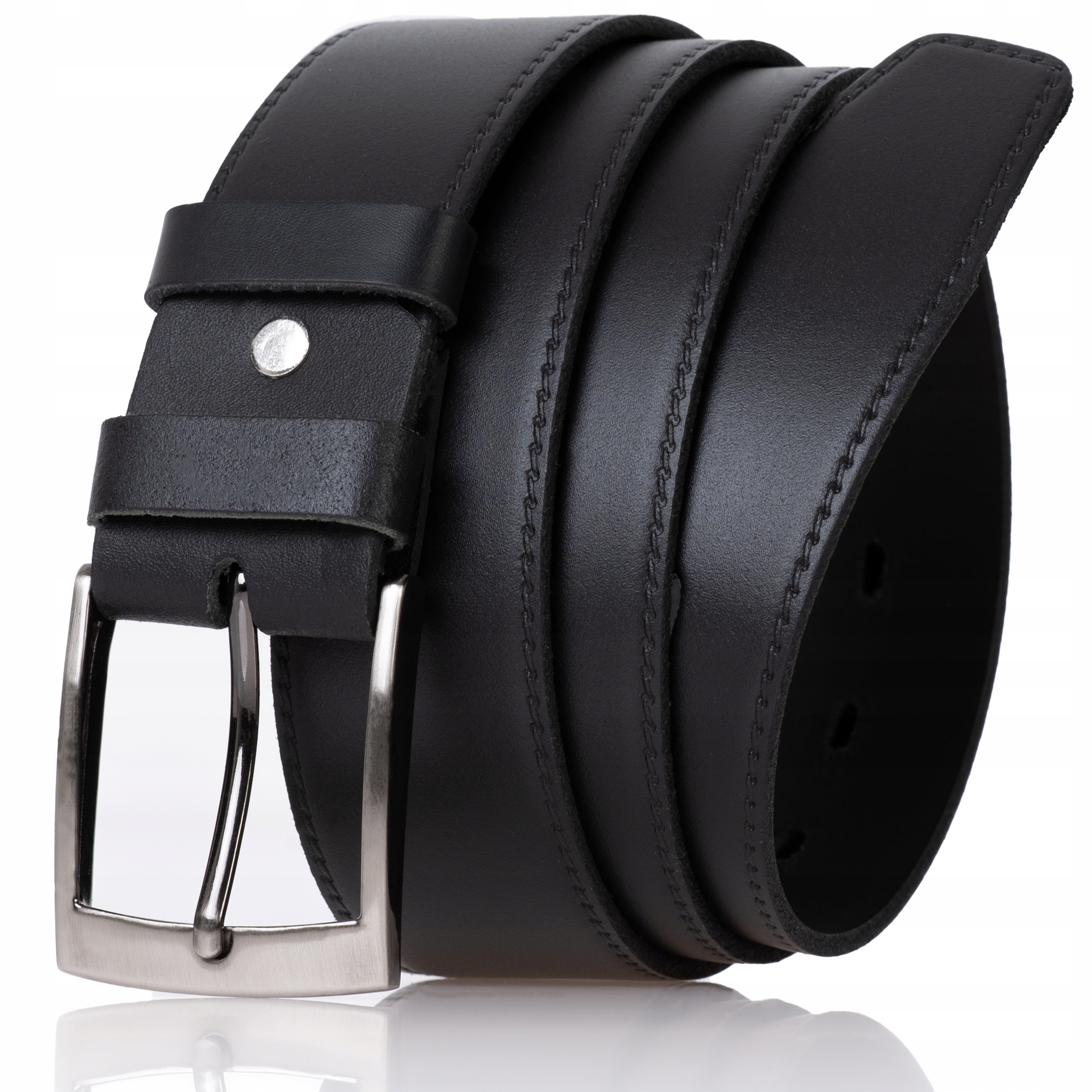 

Sepher Pasek skórzany męski Czarny z obszyciem 4cm