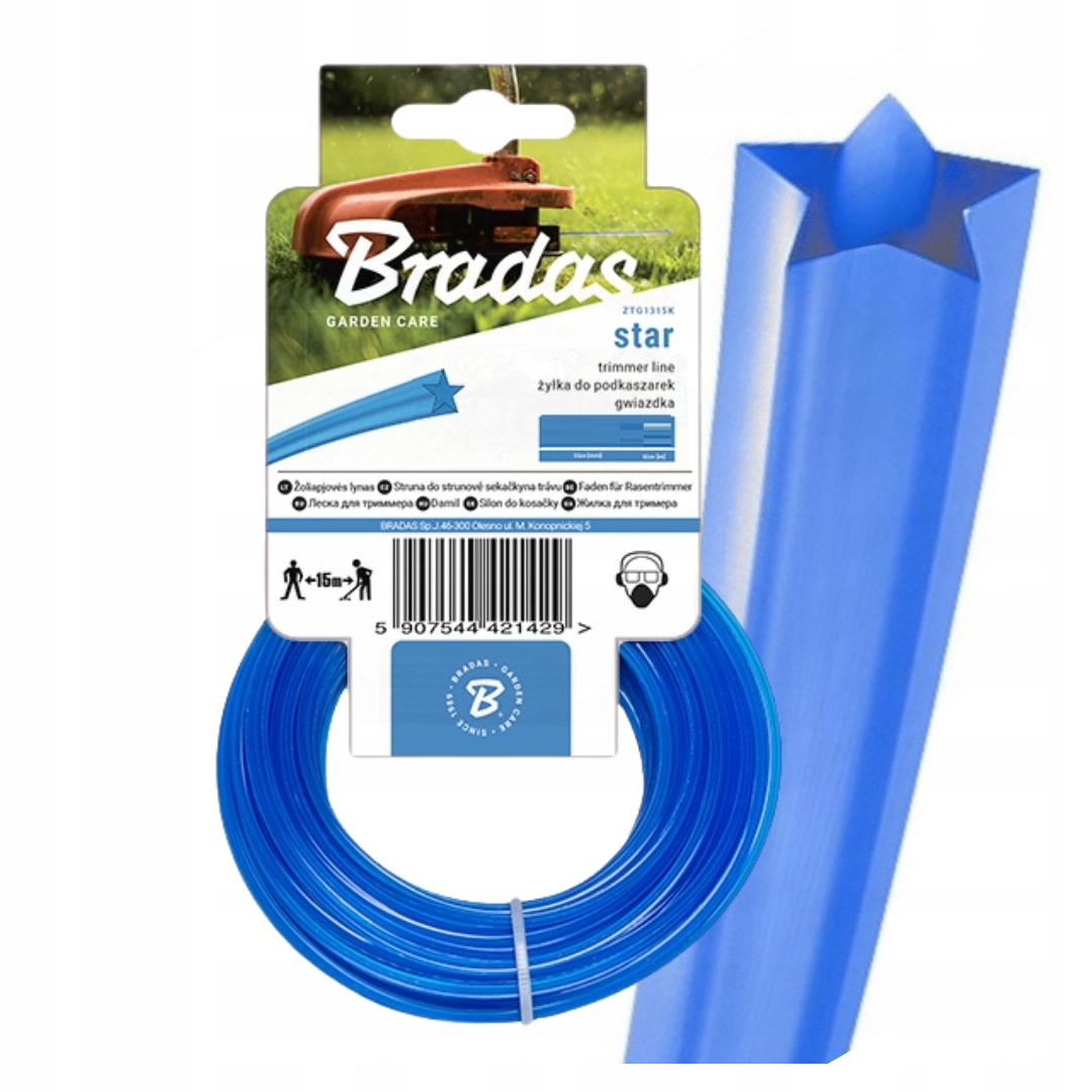 Žací Struna Do Sekačky 2,4 mm x 15 m Hvězdička Silná Odolná