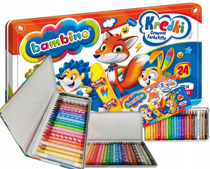 

Kredki świecowe Bambino 24 metal glinka kaolinowa