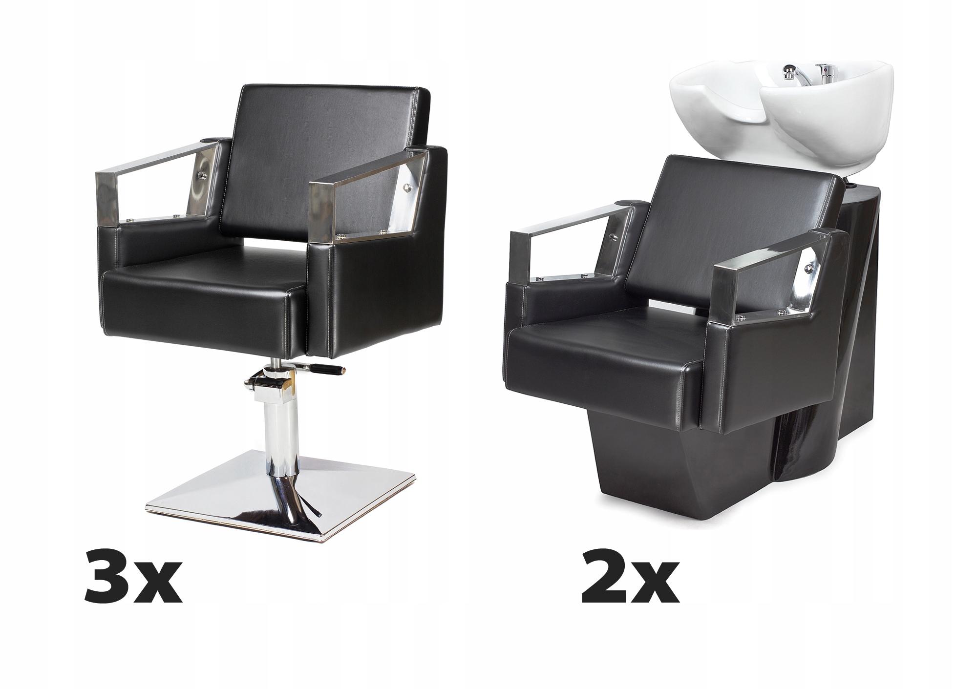 3 x Kadeřnické křeslo 2 Kadeřnické myčky Verde