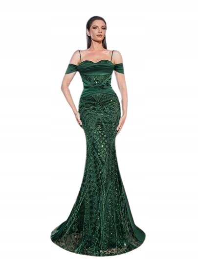 Shein Zelená Zdobená Flitry Šaty MIDI M 1HK