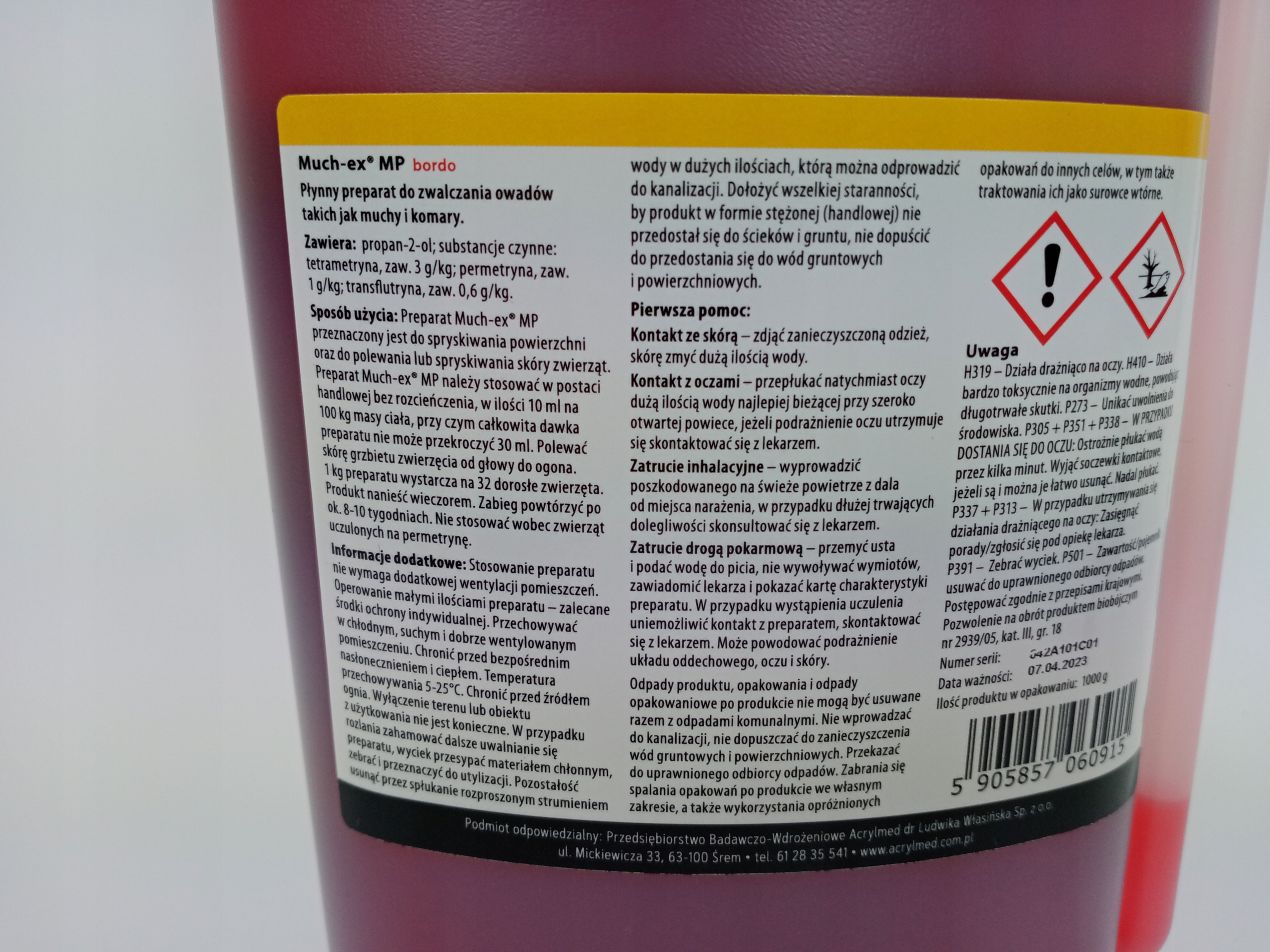 Preparat do zwalczania much i komarów 1l MUCH-EX Marka inny