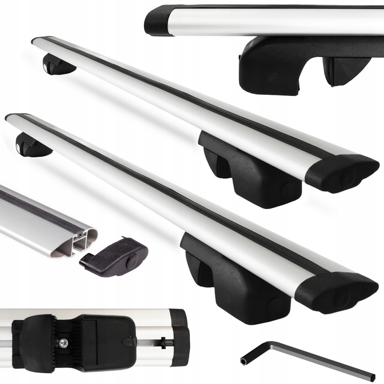 Багажник Амос 4303 + Балки алюминиевое Амос Динамический 120 см серебряные 2 шт.