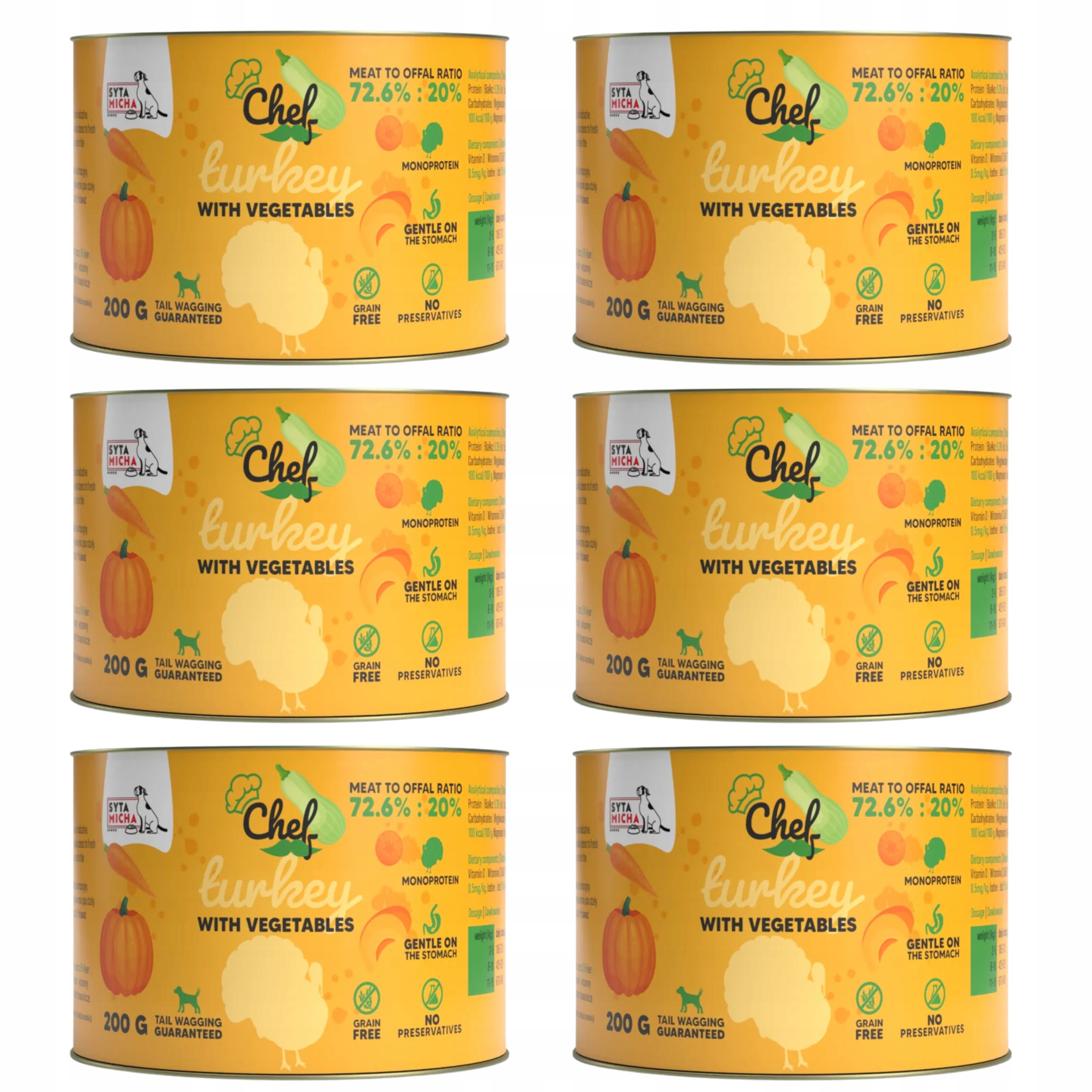 Levně Syta Micha Chef krmivo pro psy Krůta se zeleninou 6 x 200 g