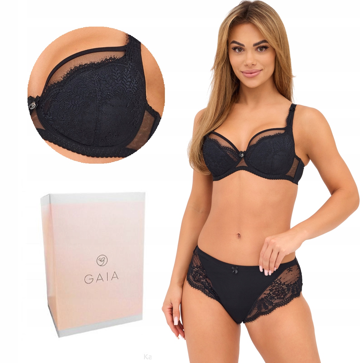 Podprsenka s krajkou Gaia Semi-Soft Elin 1263 polovyztužená černá 75H
