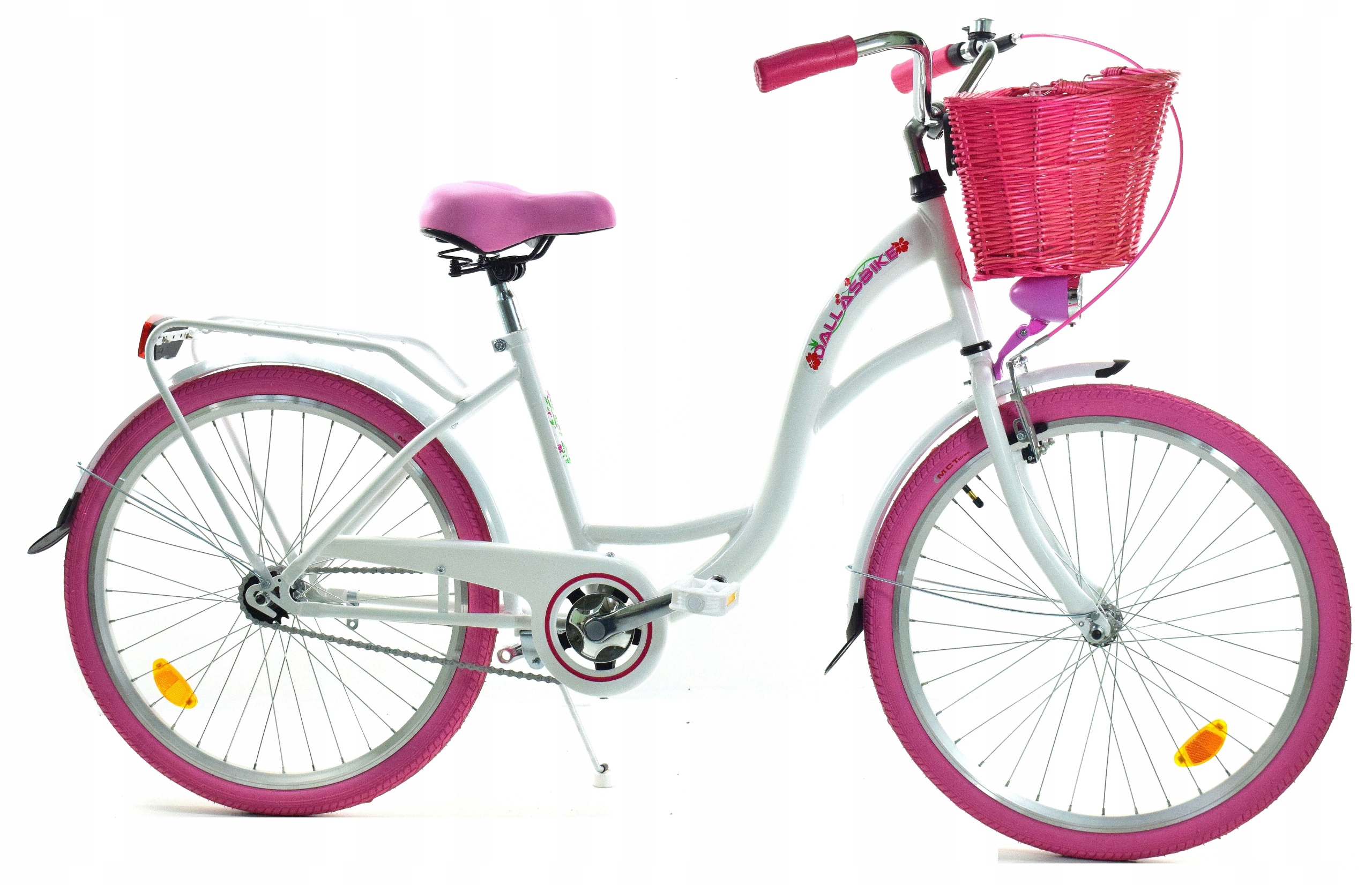 Rower miejski 26 dla dziewczynki Dallas na komunie biały z różem