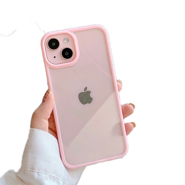 

Różowe przezroczyste etui iPhone 13 case ramka