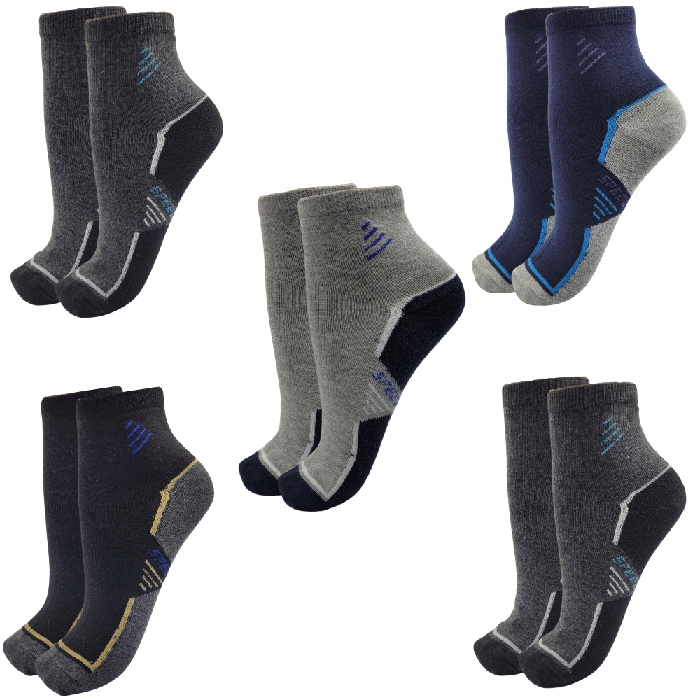 5x SKARPETY SKARPETKI ZAKOSTKI MĘSKIE SPORTOWE BAWEŁNIANE 5PAK 43-46