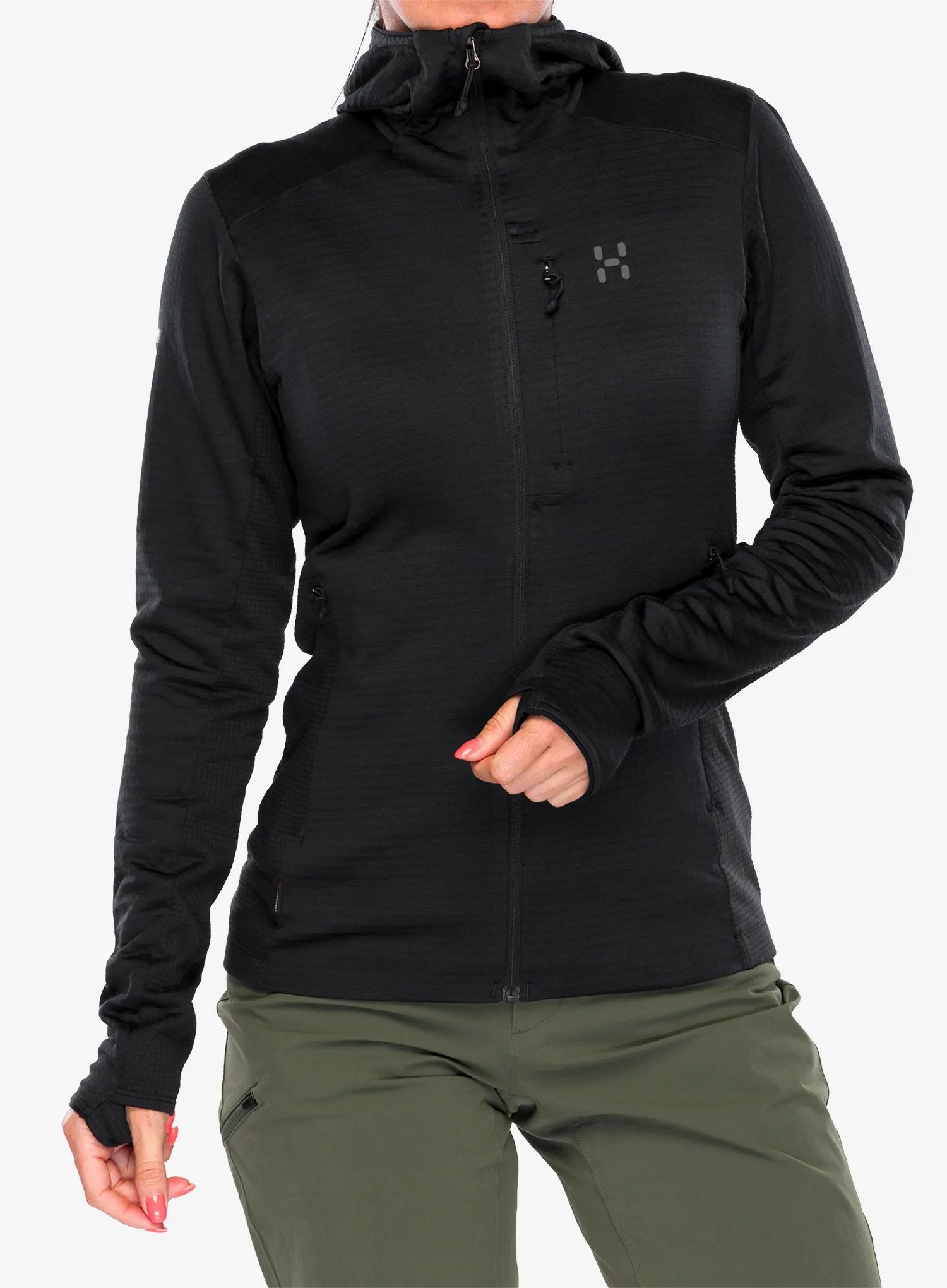 Mikina s kapucí Haglofs L.I.M Mid Fast II Hood true black M