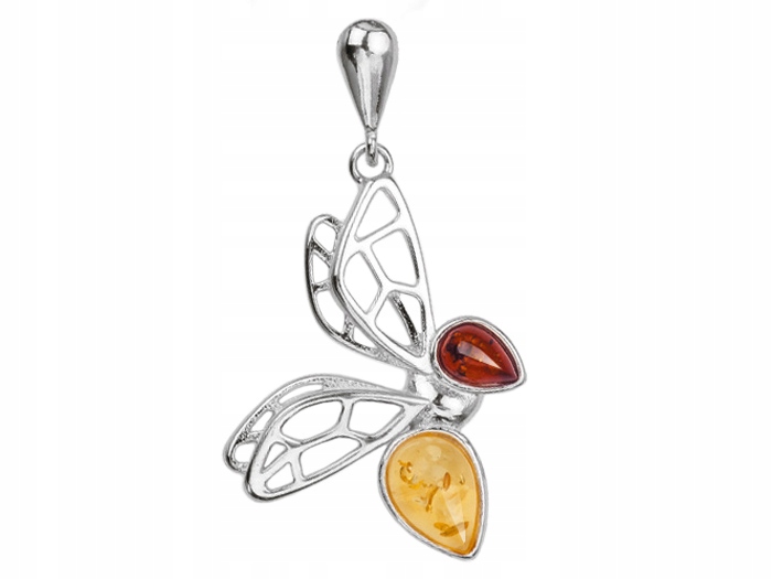 Stříbrný Přívěsek Včelka s Jantarem Prolamovaný Dámský Přívěsek Včela