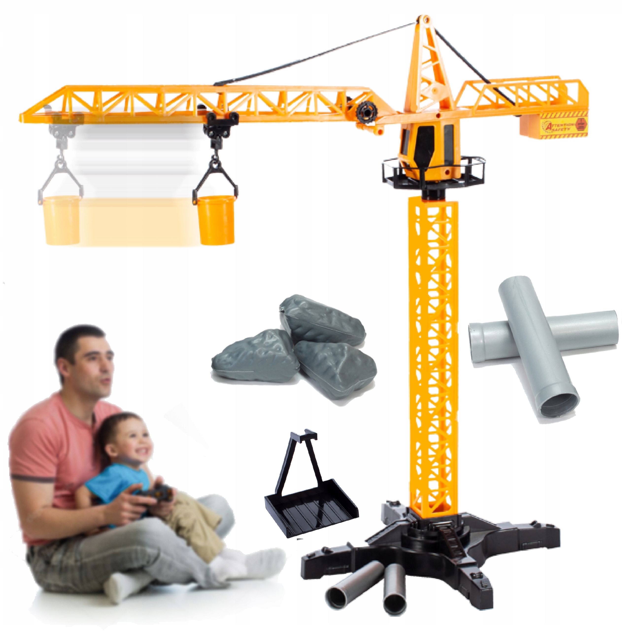 

Dźwig Budowlany 55 cm Z Wiaderkiem Żuraw Budowa Rc