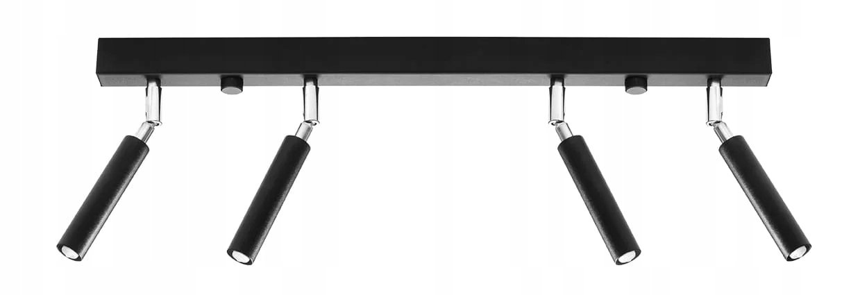Stropná lampa loft čierna chrómová 4 nastaviteľné reflektory 60 cm Sollux