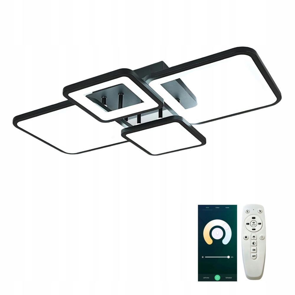 Závesná Led Stropná Lampa Čierny Luster Stropné Svietidlo Moderná S Diaľkovým Ovládačom 54 W