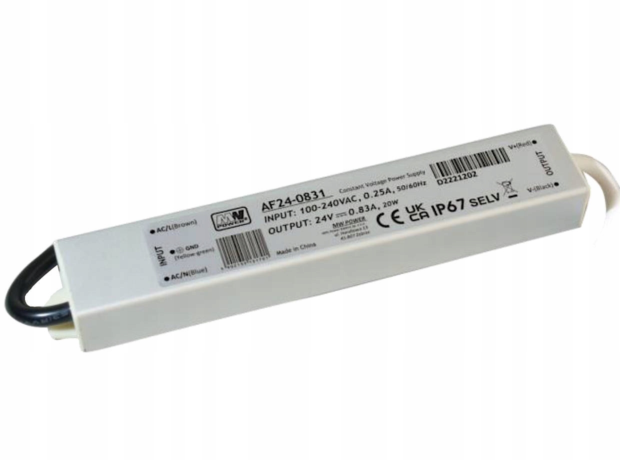 Napájací zdroj AF24-0831, 24V/0.83A, 20W, kovový Mw Power, Mw Power