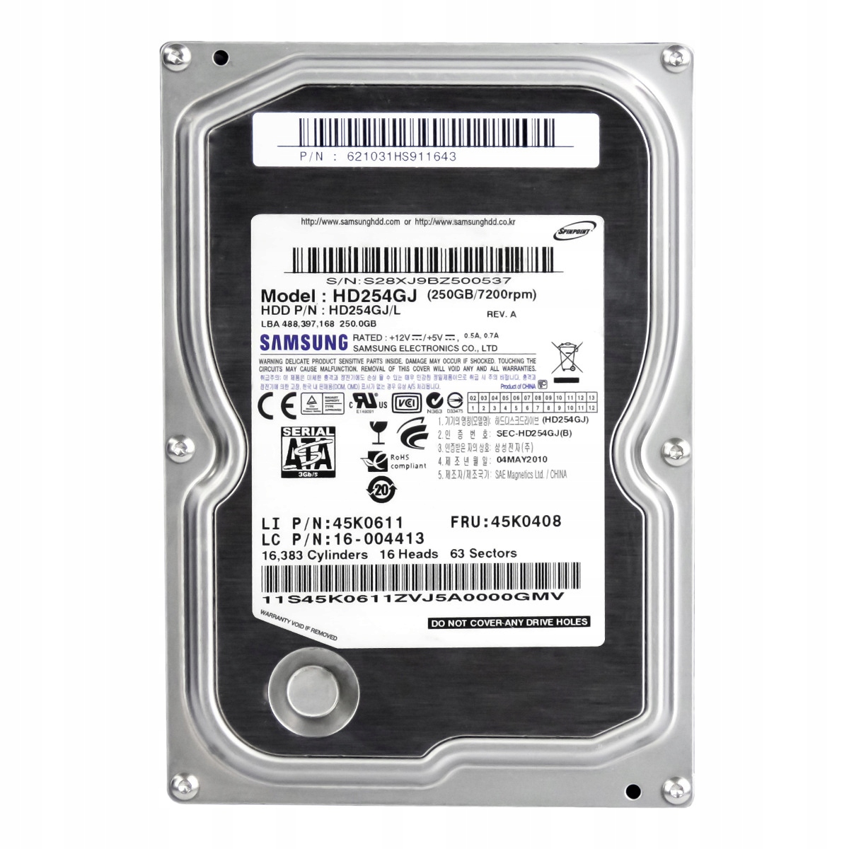 Ibm 45K0408 250GB 7.2K 8MB Sata II 3.5'' HD254GJ