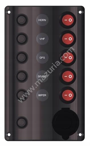 Tablica 5 Obwodów+usb 12V, 180X107 MM