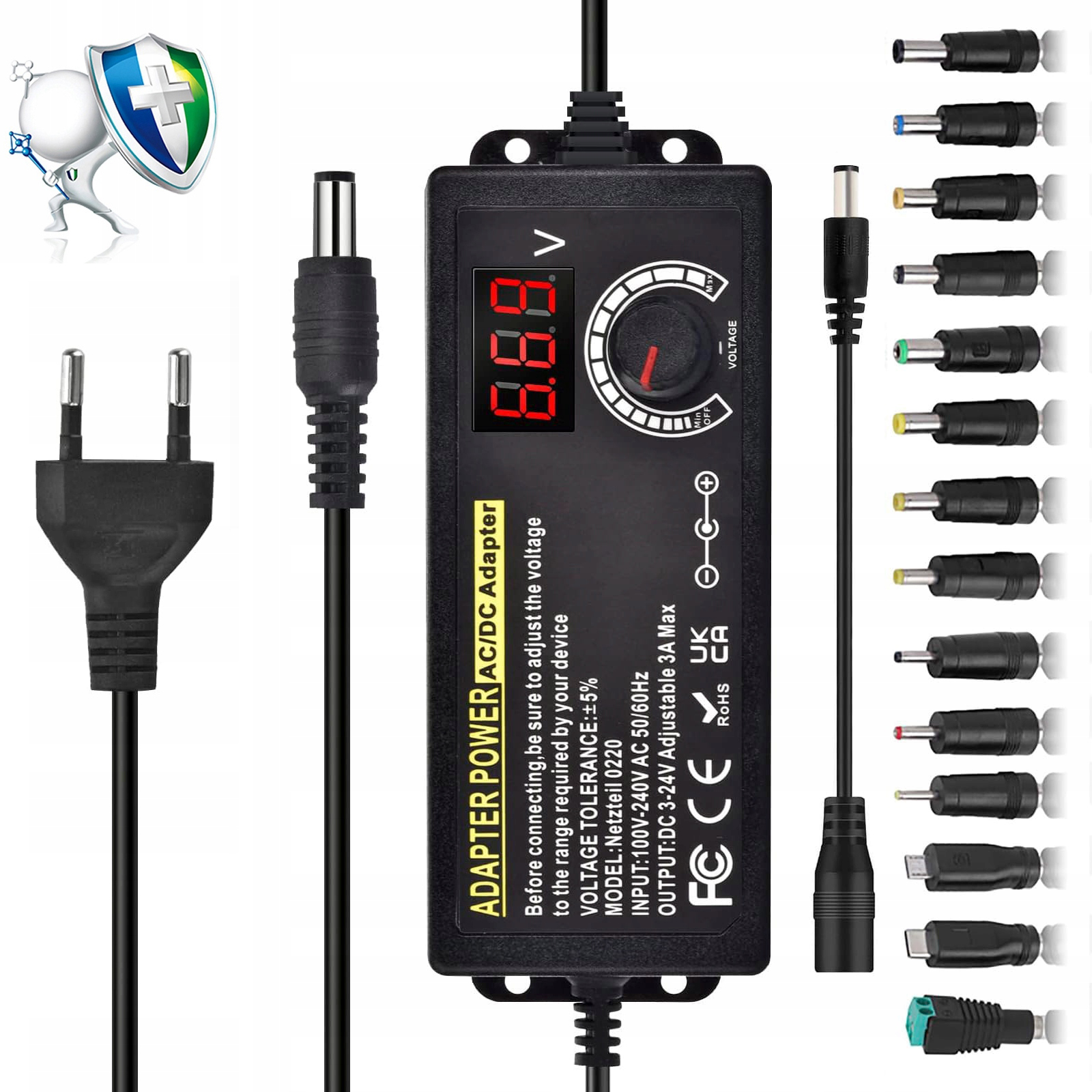 WIELOFUNKCYJNA ŁADOWARKA Z REGULOWANYM ZASILACZEM 3–24V 3A WIELE PORTÓW