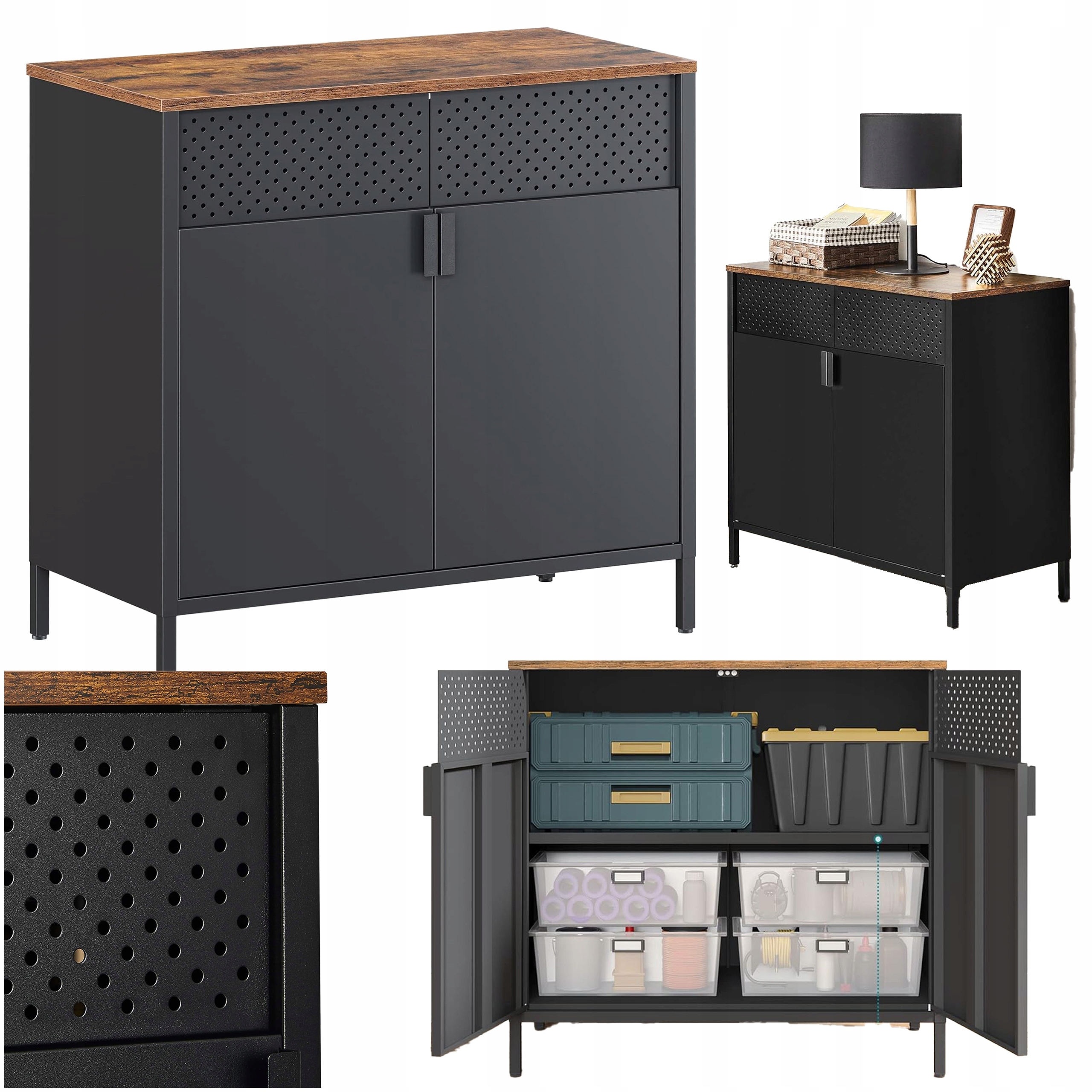 Kuchyňská skříňka s deskou Stalová na hrnce na dokumenty do kanceláře Loft