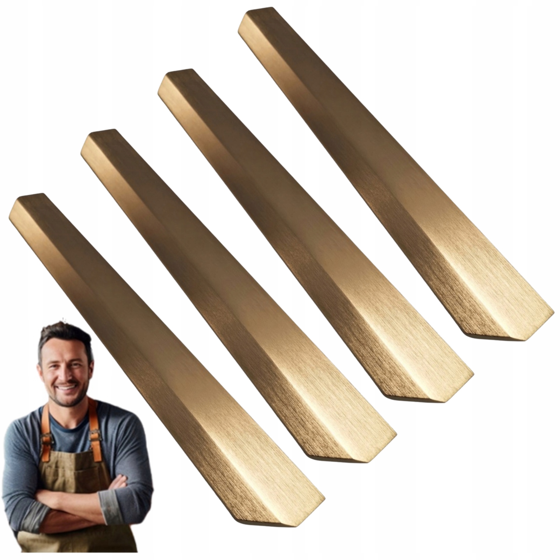 Nábytkový okrajový držiak Asami 350 mm Kartáčovaná mosadz 4ks