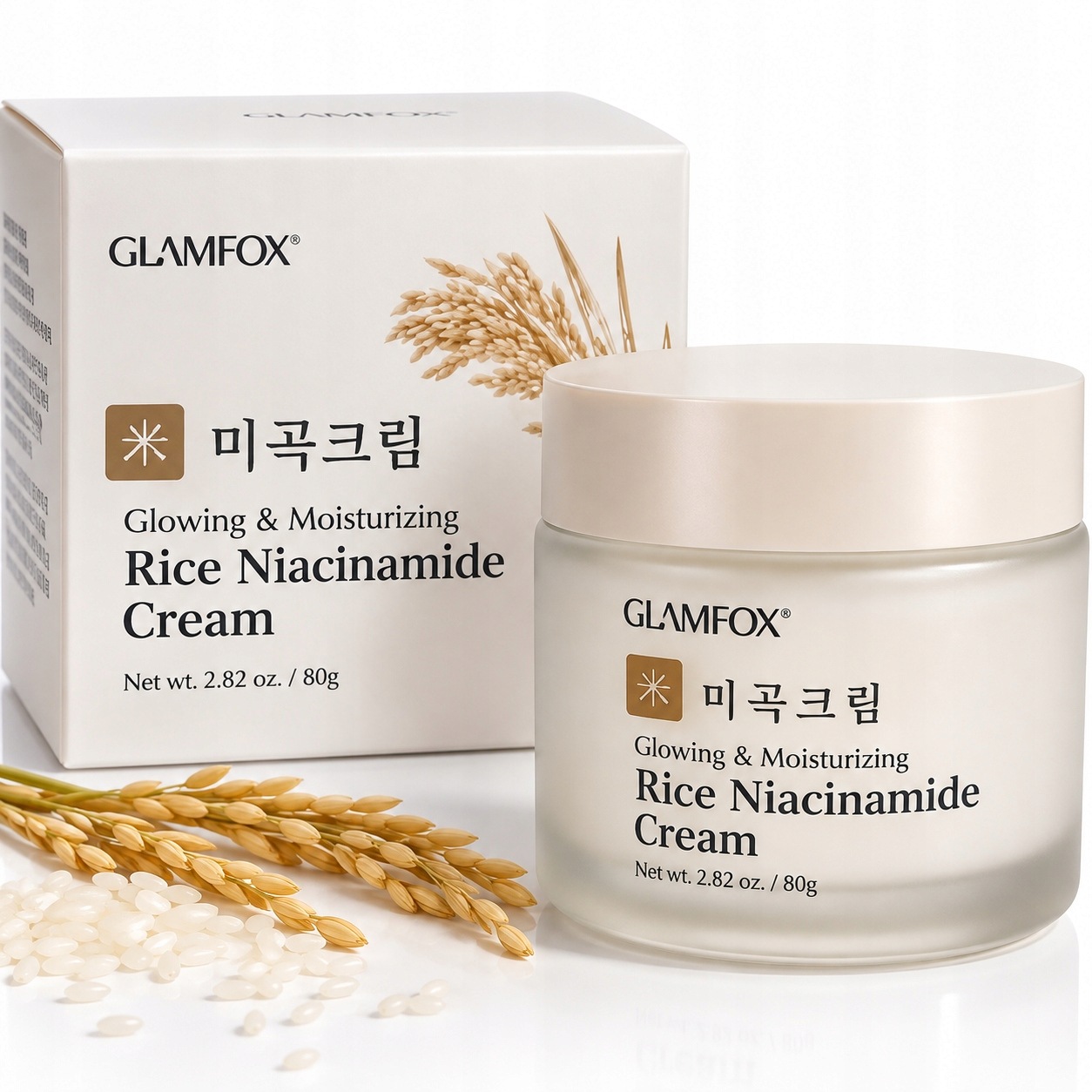 Krem nawilżający do twarzy Glamfox Rice Niacinamide dzień i noc 80 ml