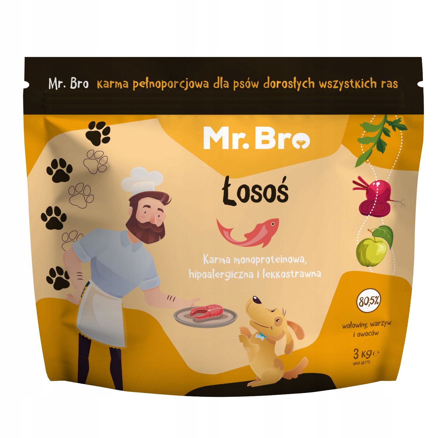 Levně Mr. Bro monoproteinové suché Krmivo pro dospělé psy s lososem 3 kg