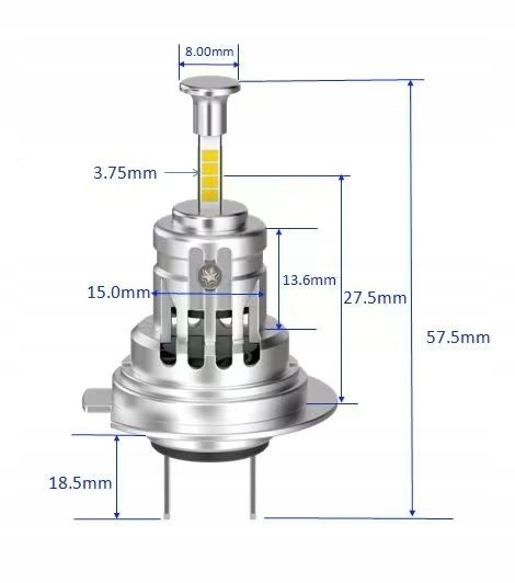ŻARÓWKI H7 LED 35W 4500LM BIAŁA 360 STOPNI DO SOCZEWKI MLOWH7 BIAŁA MOCNA Model MLOWH7